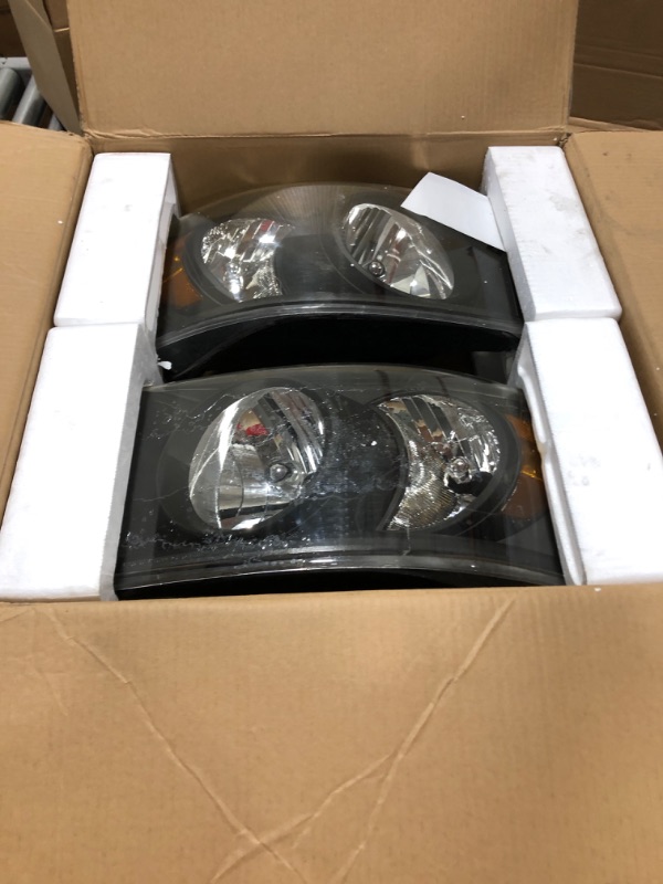 Photo 1 of AUTOSAVER88 Headlight Assembly Compatible with 2006-2008 Dodge Ram 1500 2500 3500 Pickup Replacement Headlamp Driving Light Black Housing Amber Reflector Clear Lens