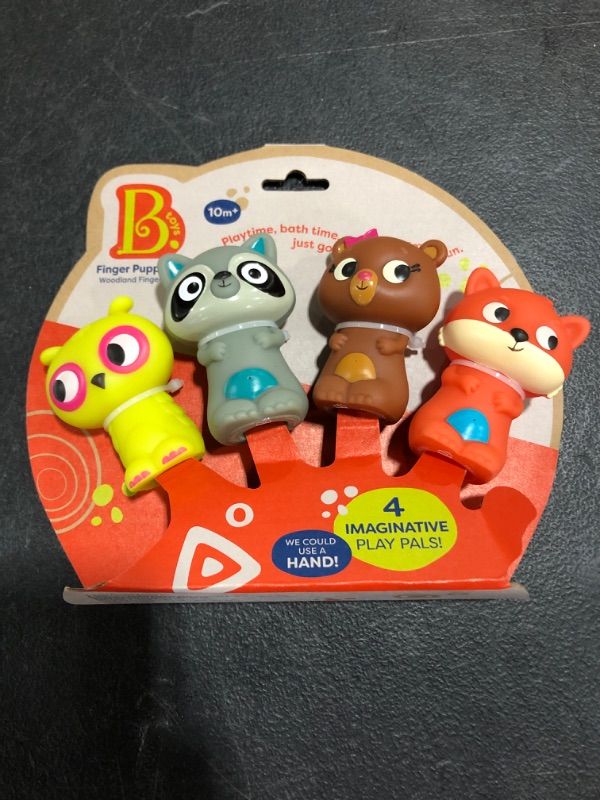 Photo 2 of B. Toys Woodland Pals 4 Finger Puppets Bathtime & Playtime Fun Pencil Topper New
