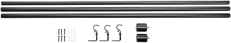 Photo 1 of Amazon Basics 1-Inch Wall Curtain Rod with Cap Finials - 72 to 144 Inch, Black
