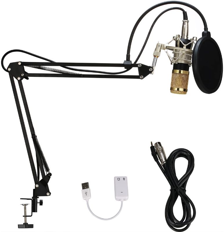 Photo 1 of Professional BM-800 Condenser Microphone Kit with Adjustable Recording Microphone Suspension Scissor Arm and Mounting Clamp For Studio Broadcasting Recording Youtube Facebook Live Periscope
