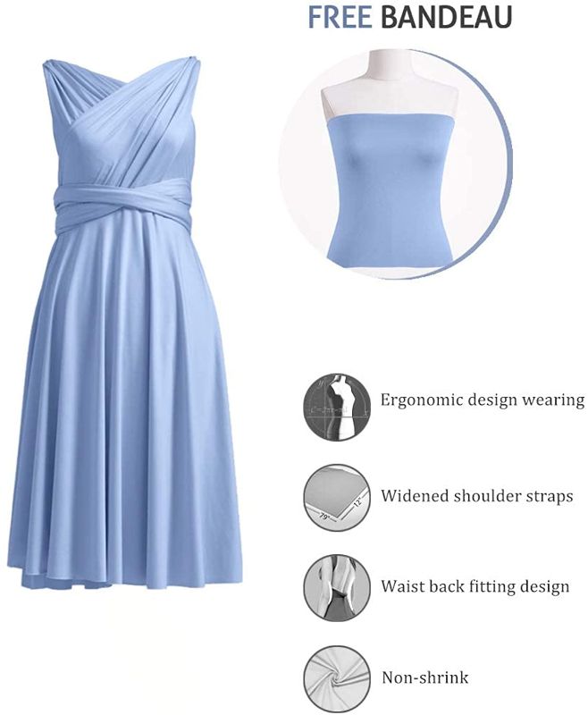 Photo 1 of 72STYLES Women's Convertible Dress Short Infinity Dress Transformer Multiway Wrap Dress for Bridesmaid
