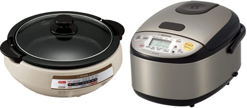 Photo 1 of Zojirushi EP-PBC10 Gourmet d'Expert Electric Skillet & NS-LGC05XB Micom Rice Cooker & Warmer, 3-Cups (uncooked), Stainless Black
