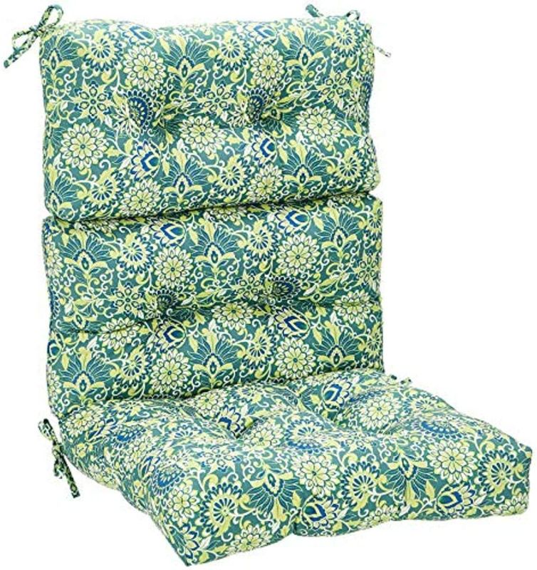 Photo 1 of Amazon Basics Tufted Outdoor High Back Patio Chair Cushion- Blue Flower
