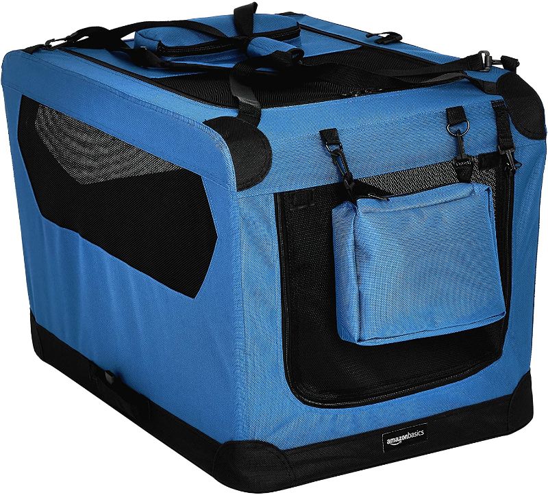 Photo 1 of AmazonBasics Premium Folding Portable Soft Pet Crate - 30‘, BLUE
