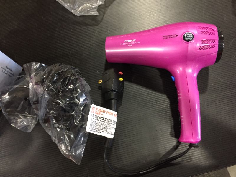 Photo 2 of Conair 1875 Watt Cord-Keeper Hair Dryer; Pink
