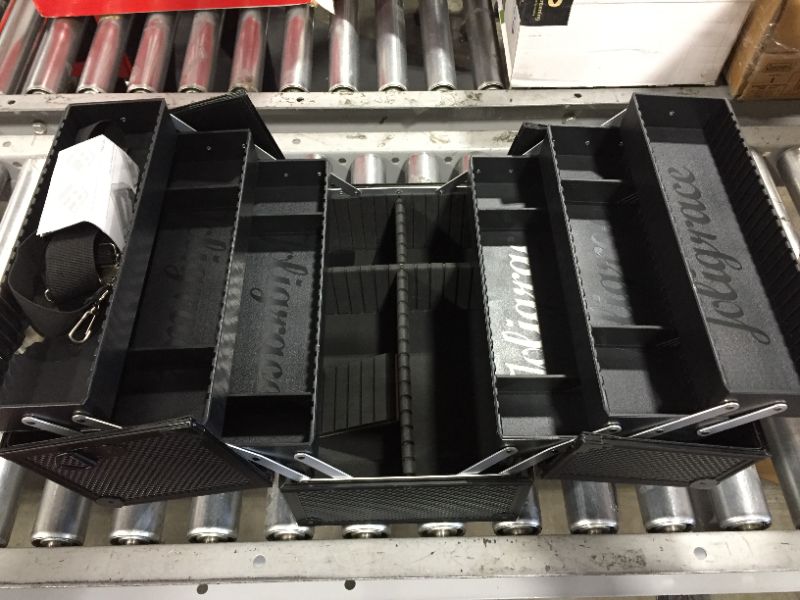 Photo 3 of Makeup Train Case Professional Adjustable - 6 Trays Cosmetic Cases Makeup Storage Organizer Box with Lock and Compartments 14 Inch Large Black
