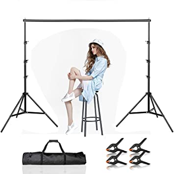 Photo 1 of BEIYANG Backdrop Stand, 8.2 FT x 10 FT Adjustable Photography Background Support System Kit with Carrying Bag for Photo Video Studio
