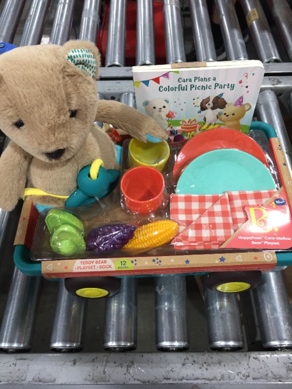 Photo 1 of B. toys Teddy Bear, Board Book & Picnic Set - Happyhues Cara Mellow Bear


