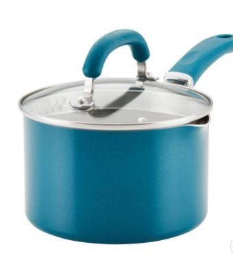 Photo 1 of 2 OF THE Rachael Ray 2qt Aluminum Covered Straining Saucepan Teal
