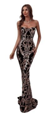 Photo 1 of Miss ord Sexy Bra Strapless Sequin Wedding Evening Party Maxi Dress L
