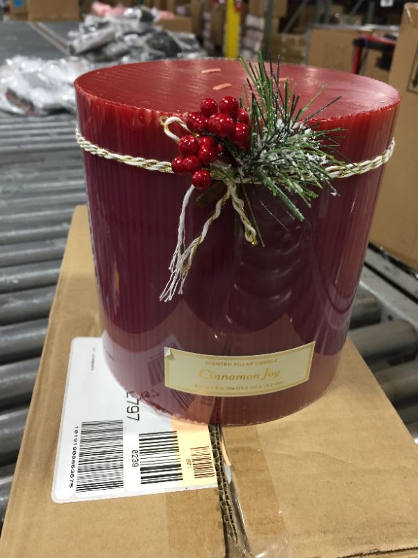Photo 2 of 2 PACK OF 6" X 6" Ribbed Scented Pillar Candle Red - Threshold™
