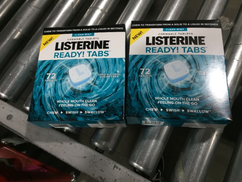 Photo 2 of 2 PACK Listerine Ready! Tabs Chewable Mint Tablets, Clean Mint Flavor, 72 TABLETS 
