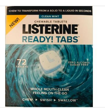 Photo 1 of 2 PACK Listerine Ready! Tabs Chewable Mint Tablets, Clean Mint Flavor, 72 TABLETS 
