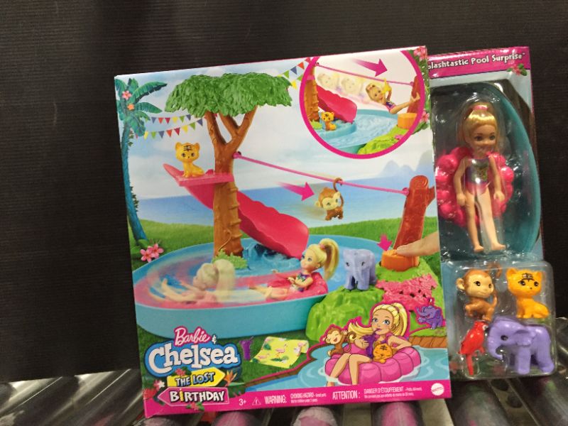 Photo 1 of Barbie and Chelsea the Lost Birthday Doll & Splashtastic Pool Surprise Playset
