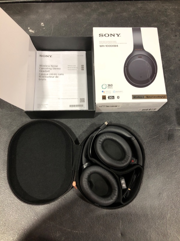 Photo 2 of Sony WH-1000XM4 Wireless Premium Noise Canceling Overhead Headphones with Mic for Phone-Call and Alexa Voice Control, Black
