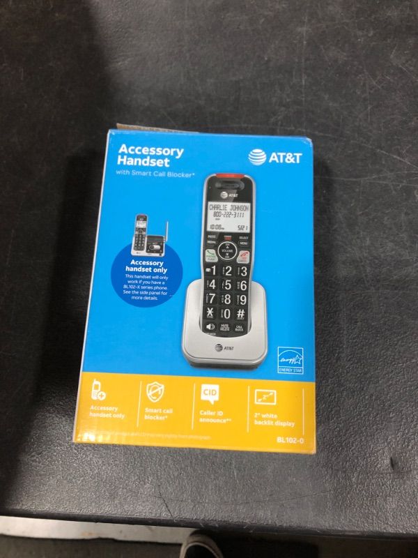 Photo 2 of AT&T Accessory Handset with Unsurpassed Range and Smart Call Blocker, BL102-0 (Silver/Black)
