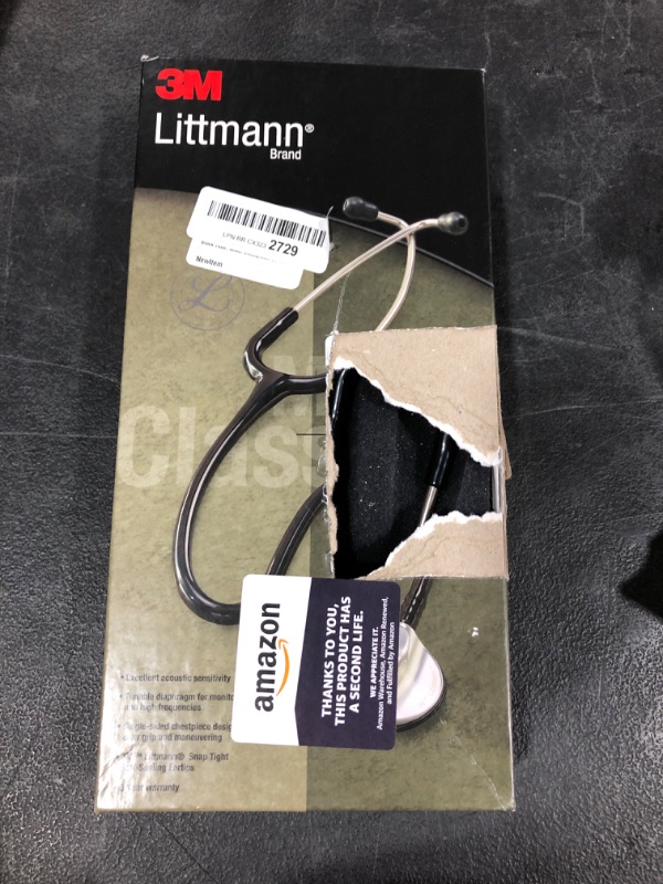 Photo 1 of 3M Littmann Stethoscope, Classic II Infant, Black Tube, Stainless Steel Chestpiece, 28 inch, 2114,Medium
