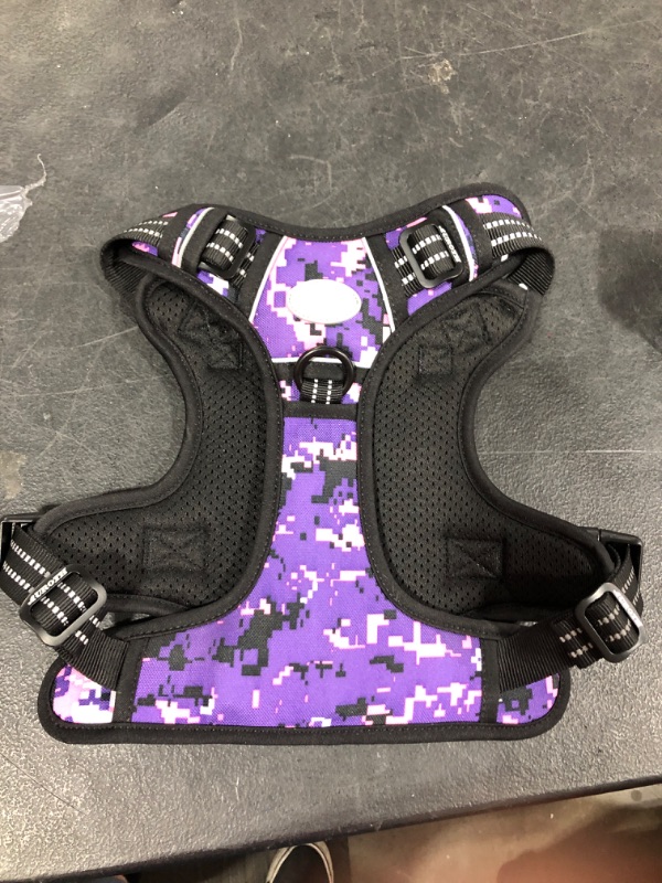 Photo 3 of Auroth Tactical Dog Harness for Small Medium Large Dogs No Pull Adjustable Pet Harness Reflective K9 Working Training Easy Control Pet Vest Military Service Dog Harnesses (M, Purple Camo)
