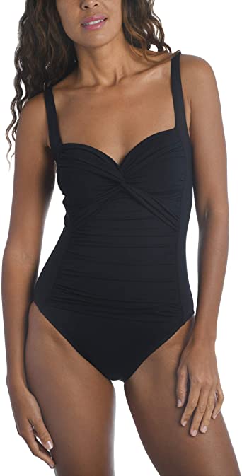 Photo 1 of Island Goddess Over The Shoulder Rouched Front Bandeau One Piece Swimsuit
SIZE 8