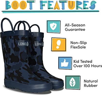 Photo 2 of [Size 13] LONECONE Rain Boots with Easy-On Handles in Blue Camo