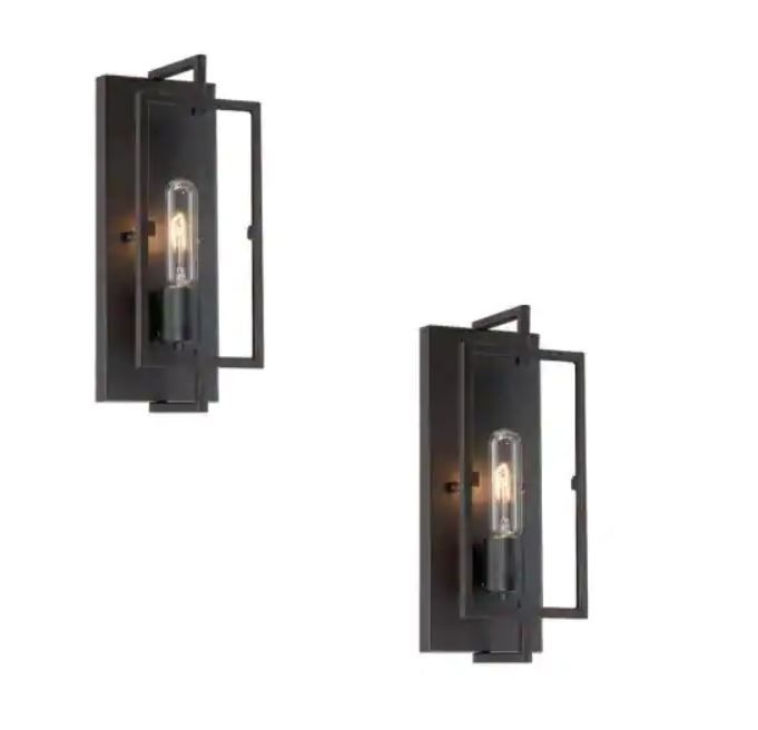 Photo 1 of 4.75 in. 1-Light Vintage Bronze Industrial Wall Mount Sconce Light (2-pack)