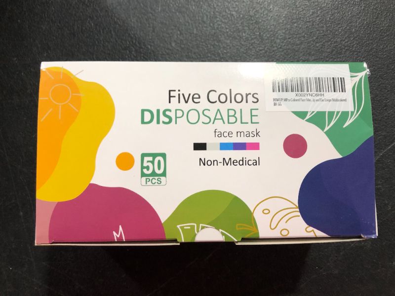 Photo 1 of [4 Pack] HIWUP Colored Disposable Face Masks 50 Pack, PFE 99% Face Mask Suitable For Adults And Teens [200 Masks Total]