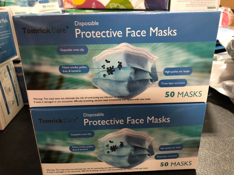 Photo 3 of [2 Pack] TomrickCare Adult Face Masks Disposable 50 PCS-3 Ply
