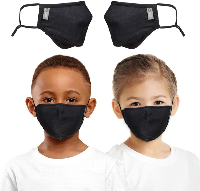 Photo 1 of [2 Pack] Copper Compression Face Mask for Kids- Copper Infused Reusable Face Masks For Boys and Girls - (Black)