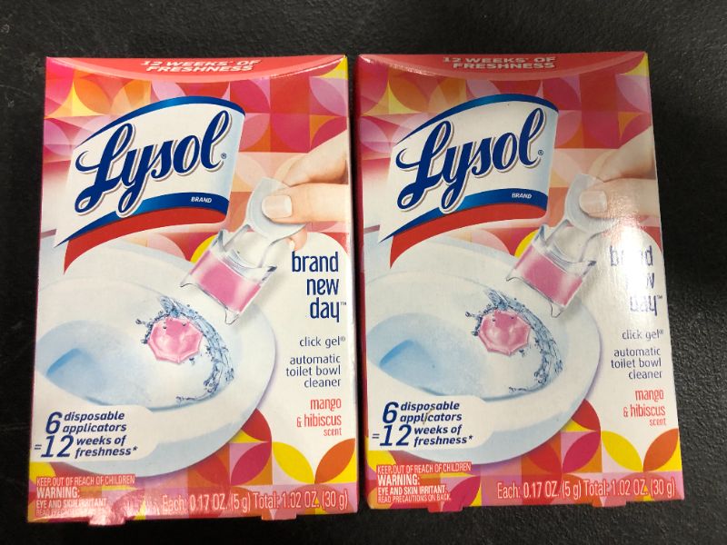 Photo 2 of [2 Pack] Lysol Toilet Bowl Cleaners, Mango and Hibiscus Scent, 0.68 Ounce, 6 Count