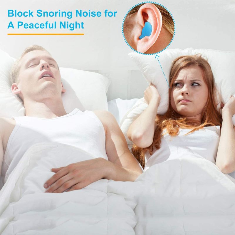 Photo 1 of [2 Pack] Ear Plugs for Sleeping, 6 Pair Reusable Soft Silicone Earplugs Noise Cancelling Sound Blocking Reduction for Swimming, Snoring, Concerts, Airplanes, Travel, Work, Loud Noise, 32dB Highest NRR (Blue)