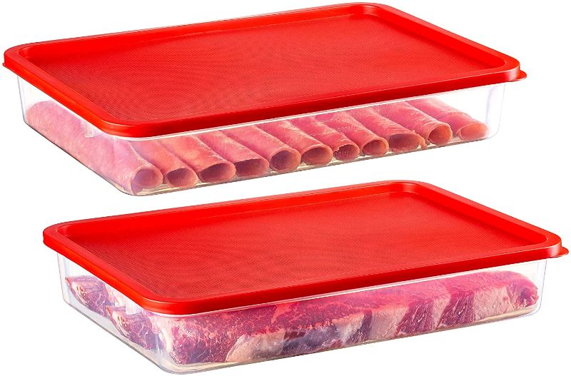 Photo 1 of 2 Pack – Zilpoo Plastic Bacon Keeper, Deli Meat Saver Cold Cuts Cheese Food Storage Container with Lid for Refrigerator