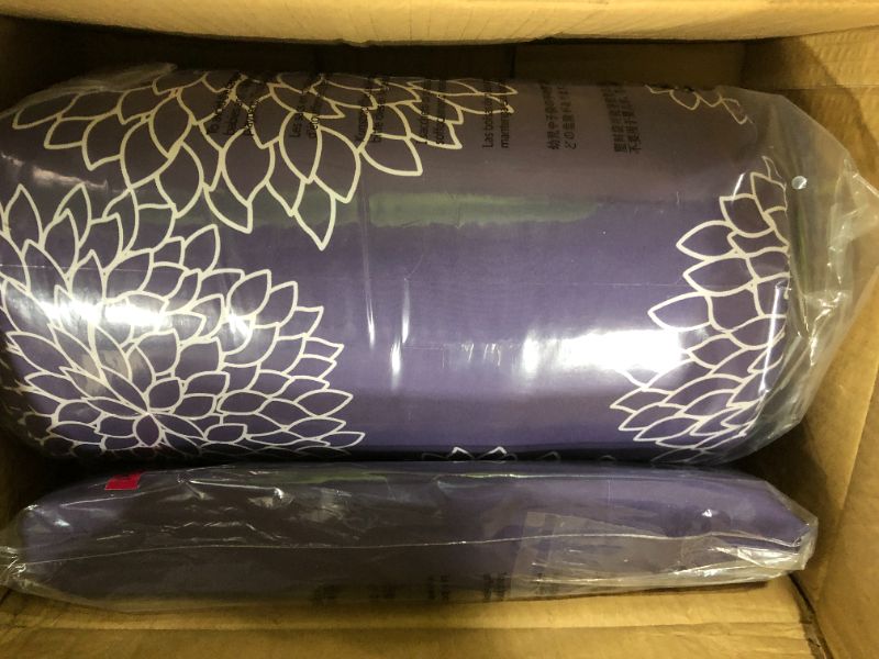 Photo 2 of Amazon Basics 5-Piece Lightweight Microfiber Bed-In-A-Bag Comforter Bedding Set - 1-Pack,Purple Floral,Twin/Twin XL