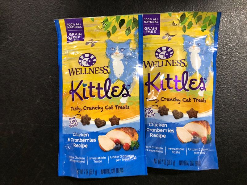 Photo 1 of [2 Pack] Wellness Kittles Crunchy Natural Grain Free Chicken & Cranberry Cat Treats, 2 Oz