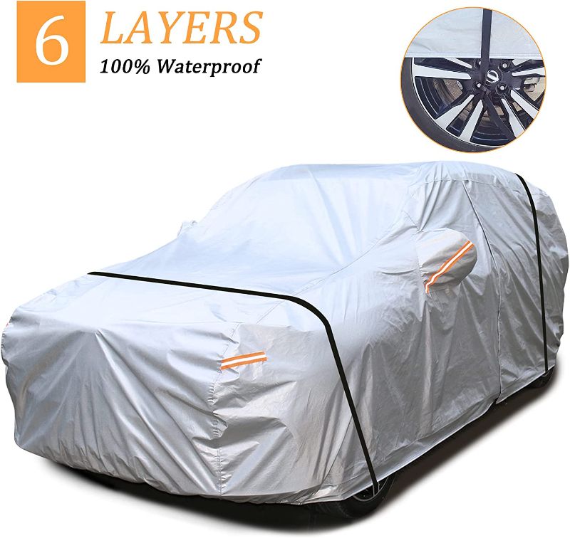 Photo 1 of Andykuang SUV Car Cover with 2pcs Straps for Automobiles Waterproof All Weather Outdoor Cover Full Exterior Covers Rain Sun Uv Protection with Zipper ,Universal Fit for SUV(up to 175")
