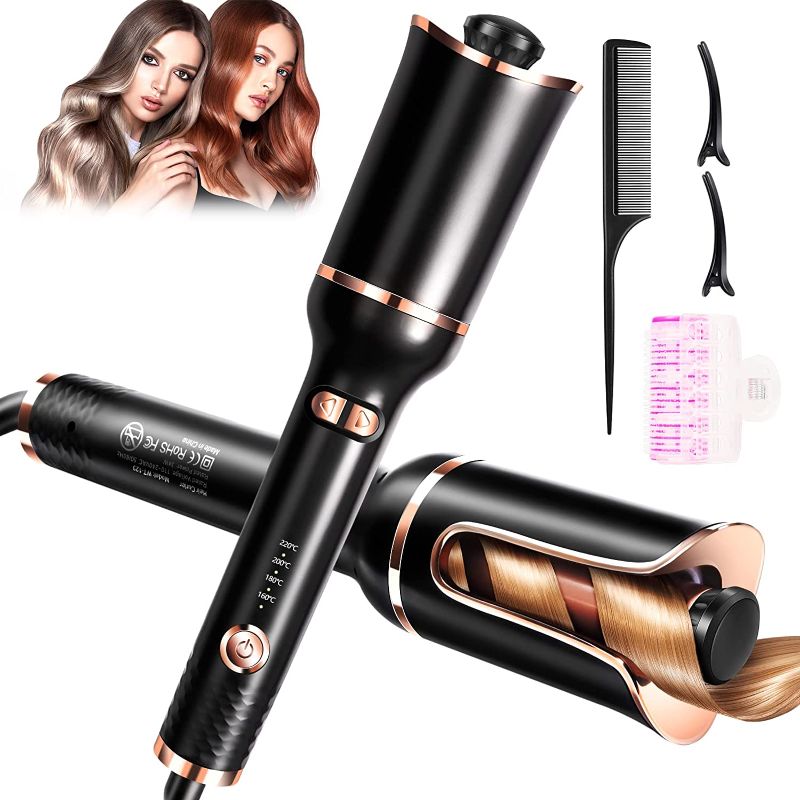 Photo 1 of Automatic Curling Iron, Professional Automatic Hair Curler with 1" Curling Iron Large Slot & Adjustable 4 Temperature & 3 Timer, Dual Voltage Rotating Curling Iron with Auto Shut-Off for Hair Styling
