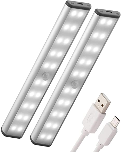 Photo 1 of 1 Pack Under Cabinet Lighting,MOSTON 20 LED Cordless Motion Sensor Closet Lights USB Rechargeable Battery Powered Magnetic Stick-On Anywhere for Counter,Wardrobe, Drawer, Cupboard,Stairs