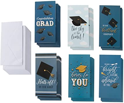 Photo 1 of 36 Pack Blank Graduation Thank You Cards with Envelopes, 6 Various Designs