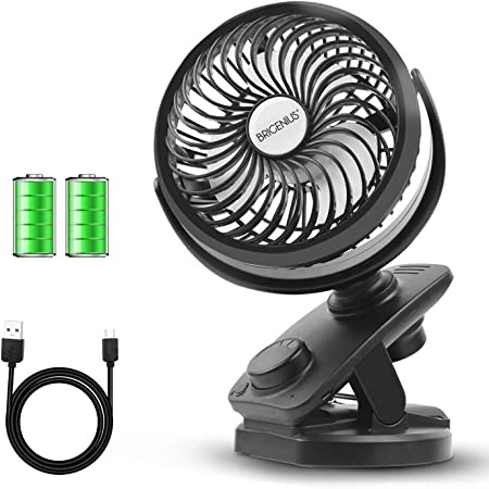 Photo 1 of Battery Operated Clip On Oscillating Stroller Fan, BRIGENIUS Portable Mini Desk Fan with Rechargeable 4400mAh Battery Operated, USB Powered Clip Fan for Baby Stroller Office Outdoor Travel