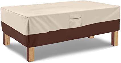 Photo 1 of ailge Rectangular Coffee Table Cover - Outdoor Lawn Patio Furniture Covers with Padded Handles and Durable Hem Cord - Heavy Duty and Waterproof,Fits Large Rectangular Coffee Table (Beige & Brown)