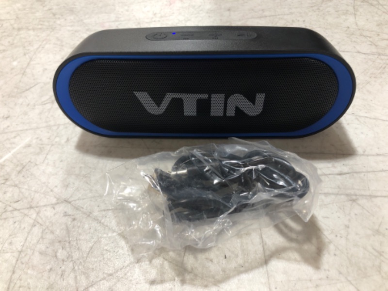 Photo 2 of VTIN R4 Bluetooth Speaker V5.0, Portable Bluetooth Speaker with 24H Playtime, Loud Stereo Sound, 10W Powerful Waterproof Speaker, Built-in Mic, Support TF Card, Compatible for iOS, Android, PC Blue
