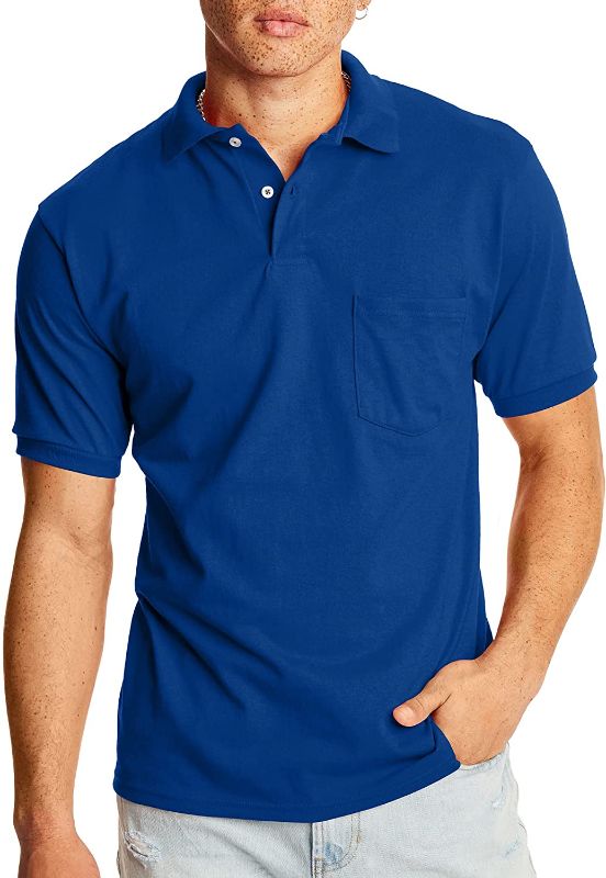 Photo 1 of Hanes Men's EcoSmart Jersey Short Sleeve Polo Shirt with Pocket (2-pack)
