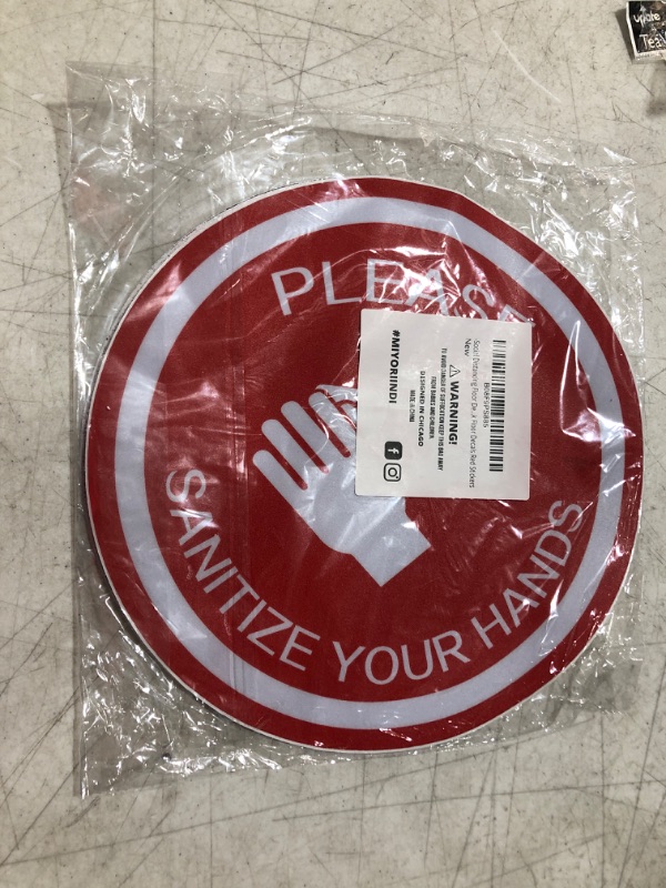 Photo 2 of -Floor Markers for Social distancing-Signs for Businesses-Maintain 6 Foot Distance-Anti-Slip,Commercial Grade Round,Sanitize Hands, Wear Mask,Temperature Check Floor Decals Red Stickers
