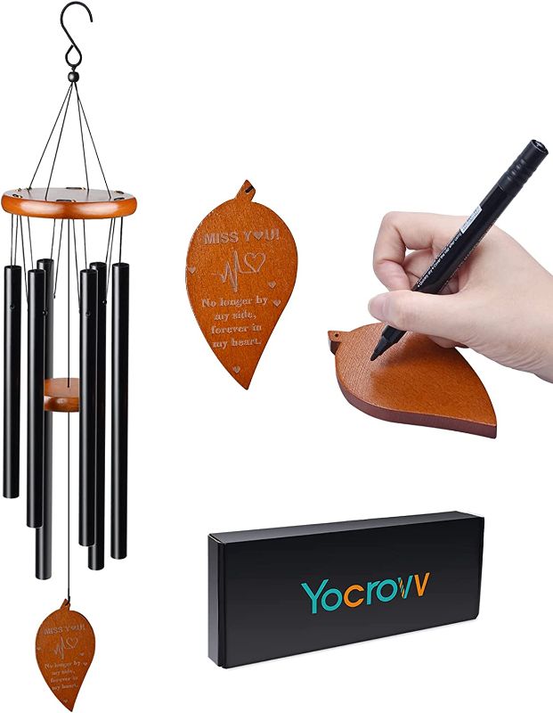 Photo 1 of yocrovv Sympathy Wind Chimes, 32" Personalized Memorial Wind Chimes for Loss of Loved One Prime Bereavement Gifts for Loss of Father,Mother, Daughter, Son, Pet with Marker Pen and Sympathy Card
