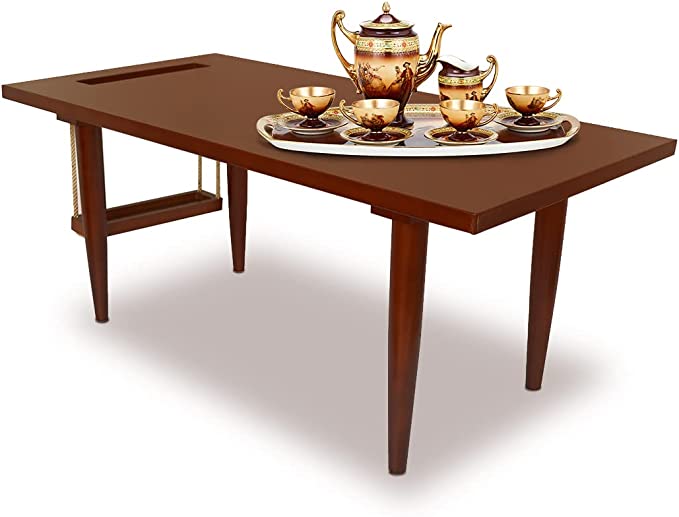 Photo 1 of Chabudai Table Rubber Wood Furniture, Japanese Accent Floor Desk for Living Room, Entryway, Dining Room, Kitchen, Home Office, Natural Beauty & Unique Appearance, Wear Resistance, 6.6 kg (Walnut)
