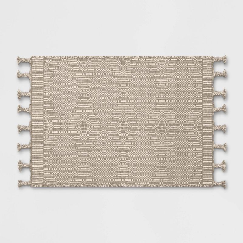 Photo 1 of 2'6" X 4'2" Diamond Outdoor Door Mat with Fringe - Threshold™ Designed with Studio McGee
