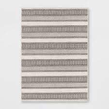 Photo 1 of 5' x 7' Woven Stripe Outdoor Rug Charcoal Gray/Ivory - Threshold

