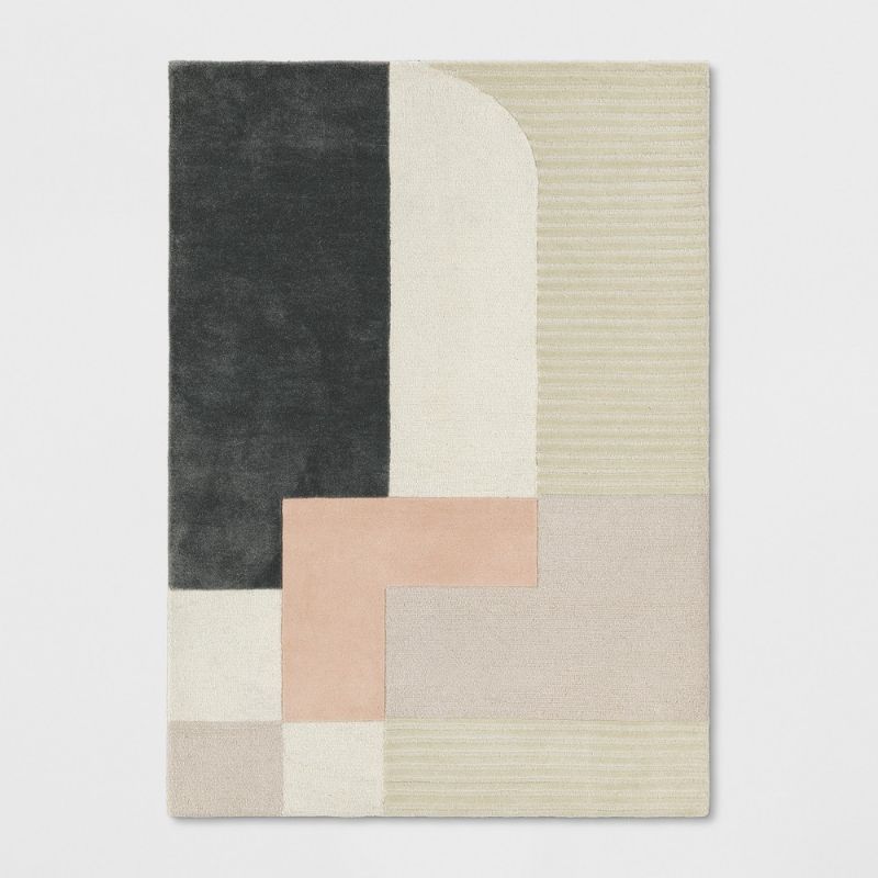 Photo 1 of 5'x7' Block Tufted Area Rug Pink/Tan/Black - Project 62™
