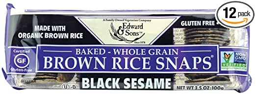 Photo 1 of (Pack of 12) Edward & Sons Brown Rice Snaps Black Sesame with Organic Brown Rice, 3.5 Ounce Packs BB AUGUST 08 2021 