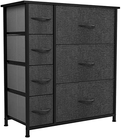 Photo 1 of YITAHOME 7 Drawers Dresser- Fabric Storage Tower, Organizer Unit for Bedroom, Living Room, Hallway, Closets& Nursery- Sturdy Steel Frame, Wooden Top& Easy Pull Fabric Bins (Black/Grey)
