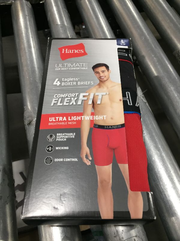 Photo 2 of SIZE LARGE Hanes Men's Ultimate 4pk. ComfortFlex Boxer Briefs
